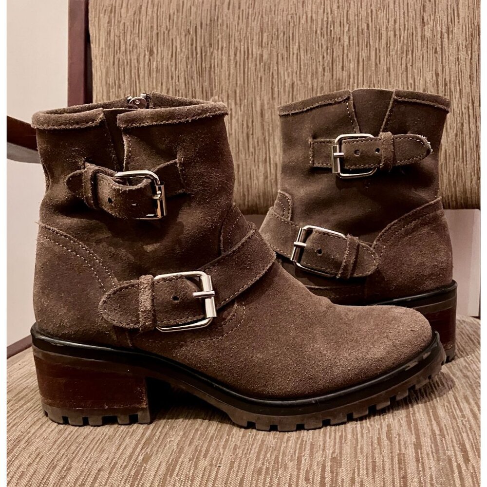 Steve Madden brown suede ankle moto biker boots, 8.5 - Picture 2 of 5